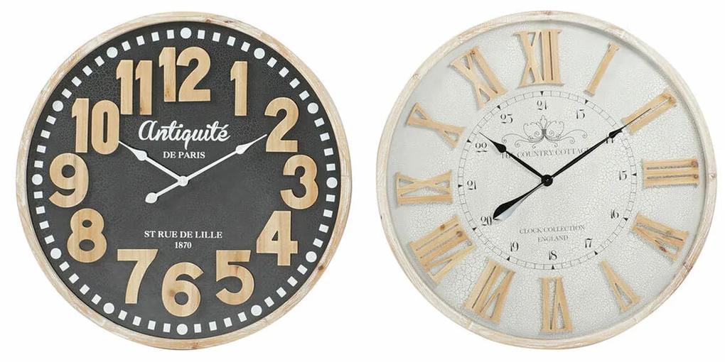Relógio de Parede DKD Home Decor Castanho Preto Cinzento Madeira MDF (2 pcs) (80 x 4.5 x 80 cm)