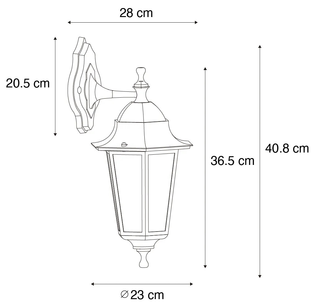 Lanterna de parede externa clássica verde escuro IP44 - New Orleans down