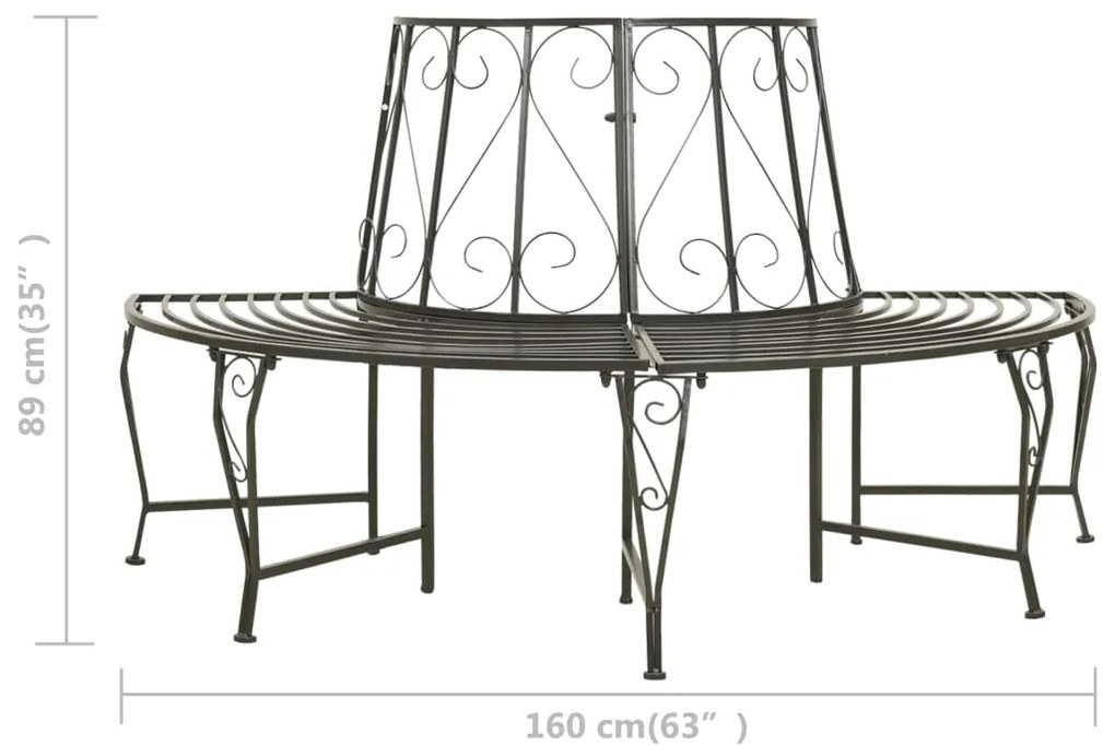 Banco de jardim para árvore semicircular 160 cm aço