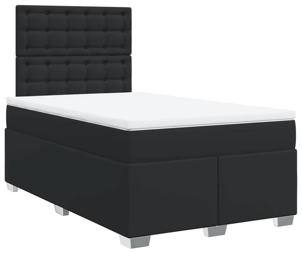 Cama boxspring com colchão 120x190 cm couro artificial preto