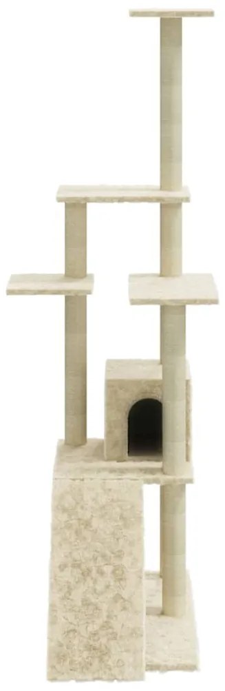 Árvore para gatos c/ postes arranhadores sisal 155 cm cor creme