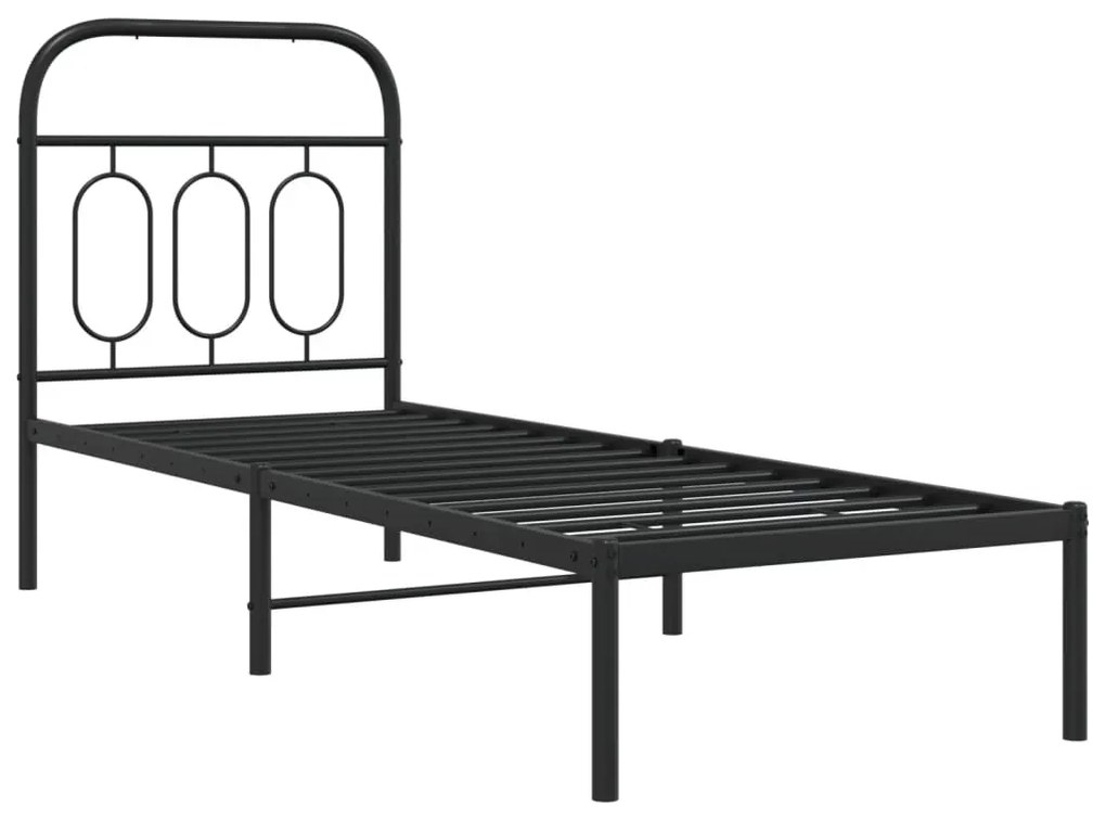Estrutura de cama metal s/ colchão c/ cabeceira 75x190 cm preto