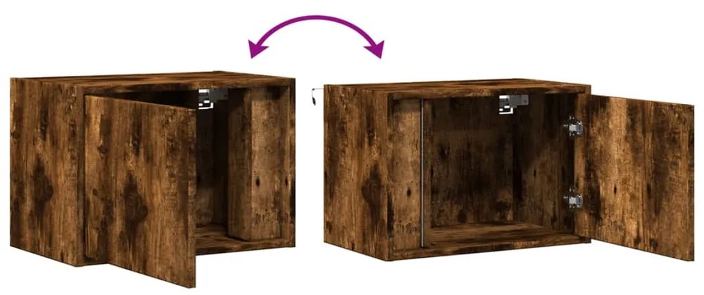 Mesas de cabeceira de parede com luzes LED 2pcs carvalho fumado