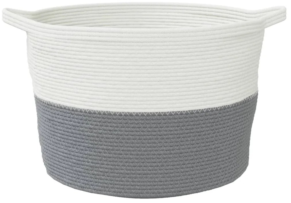 Cesto de arrumação Ø60x36 cm algodão cinzento e branco