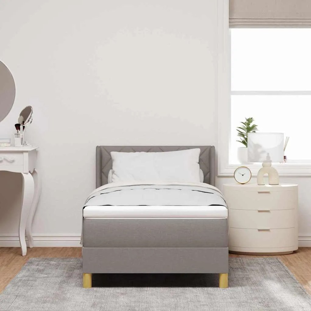 Cama Box Spring com Colchão Taupe, 90 x 200 cm, Tecido