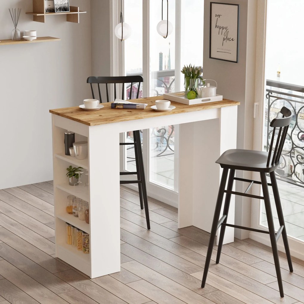 Mesa de Bar ST1 – Pinho Atlântico Branco – 120x101,8x51,6 cm
