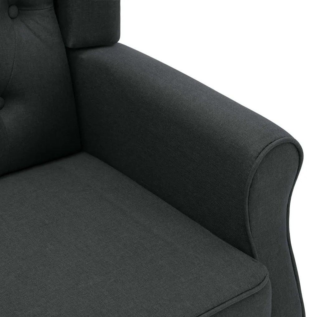Poltrona de massagens com apoio de pés tecido cinzento-escuro