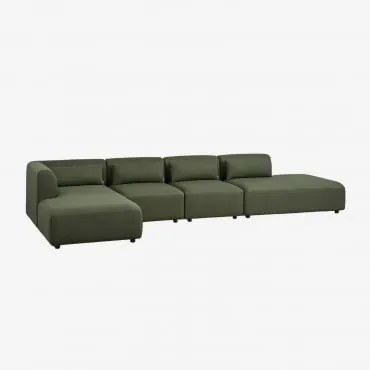 Sofá Modular Chaise Longue Canto Esquerdo De 4 Peças Com Divã Fogler Tecido Pele De Borrego Verde Sálvia - Sklum