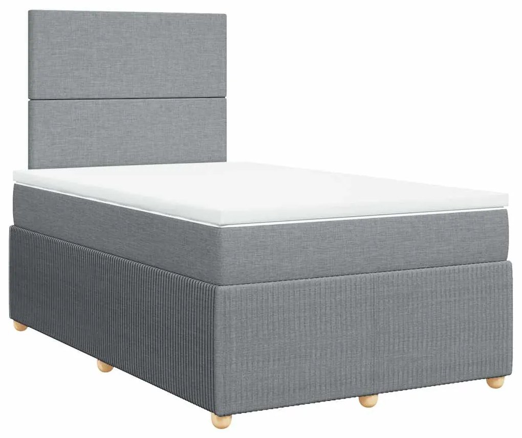 Cama com molas/colchão 120x200 cm tecido cinza-claro