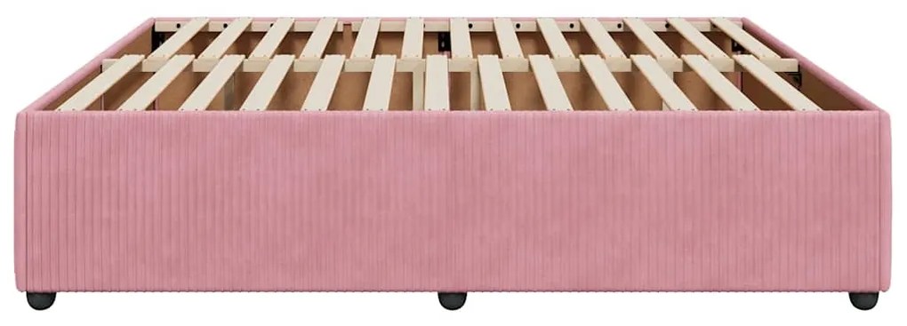 Estrutura de cama 200x200 cm veludo rosa