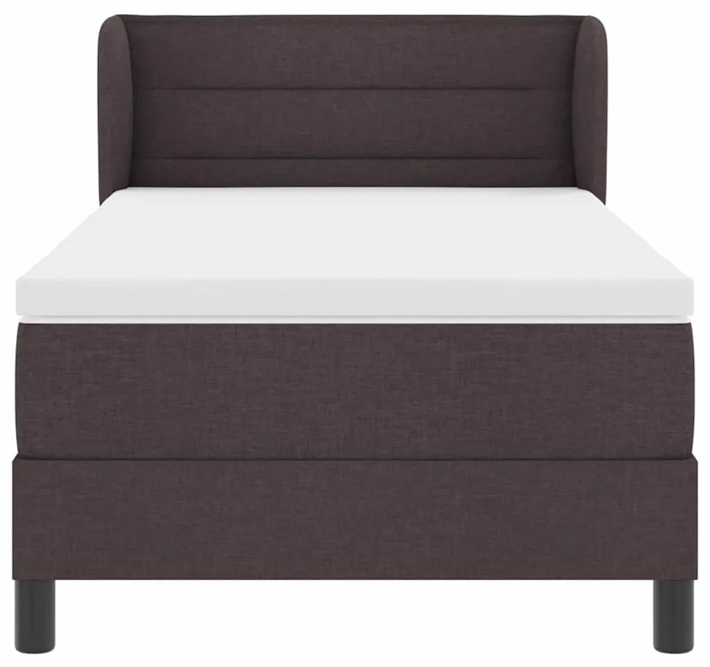 Cama Box Spring vidaXL com Colchão - Castanho Escuro, 80x200 cm, Tecid