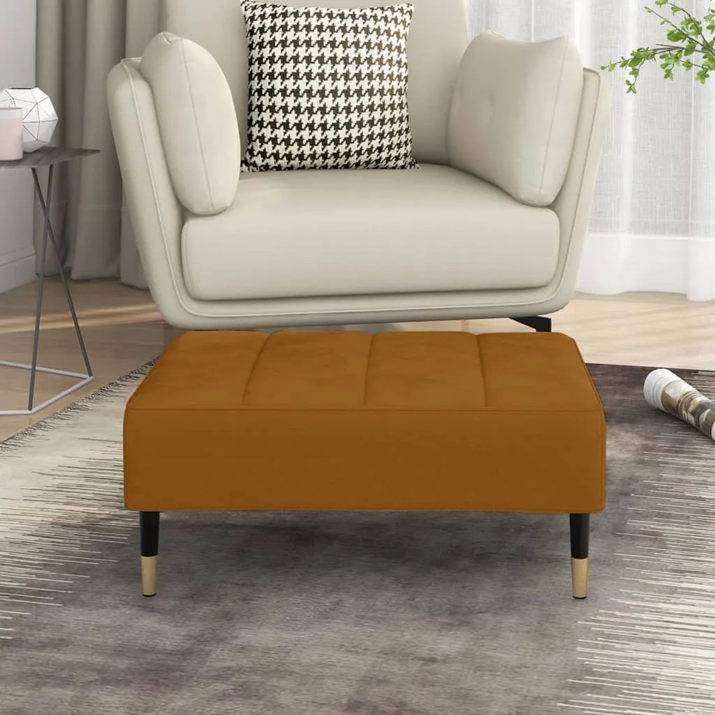 vidaXL Apoio de pés 78x56x32 cm veludo castanho