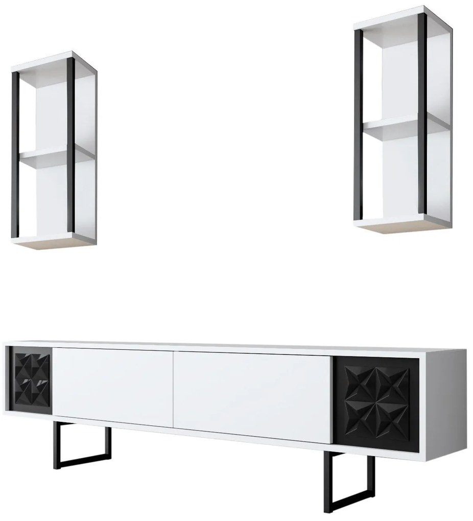 Conjunto de Mobiliário de Sala – Black Line Set – Branco e Preto