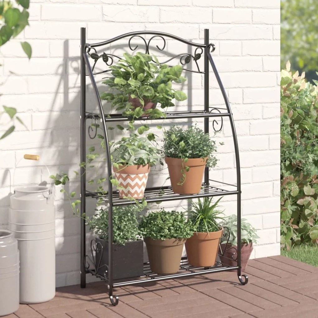 319353 vidaXL Suporte para flores 56x30x96 cm aço preto