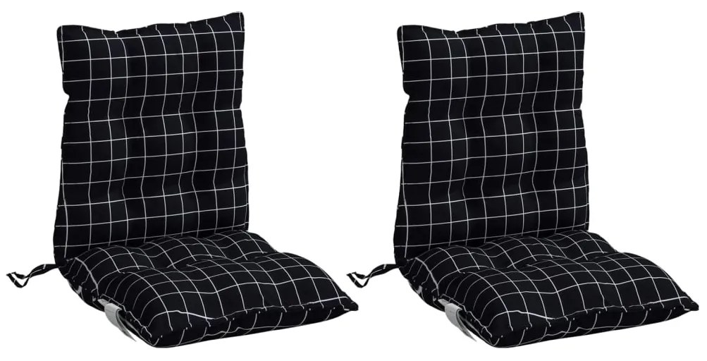 Almofadões cadeira encosto baixo 2 pcs oxford xadrez preto