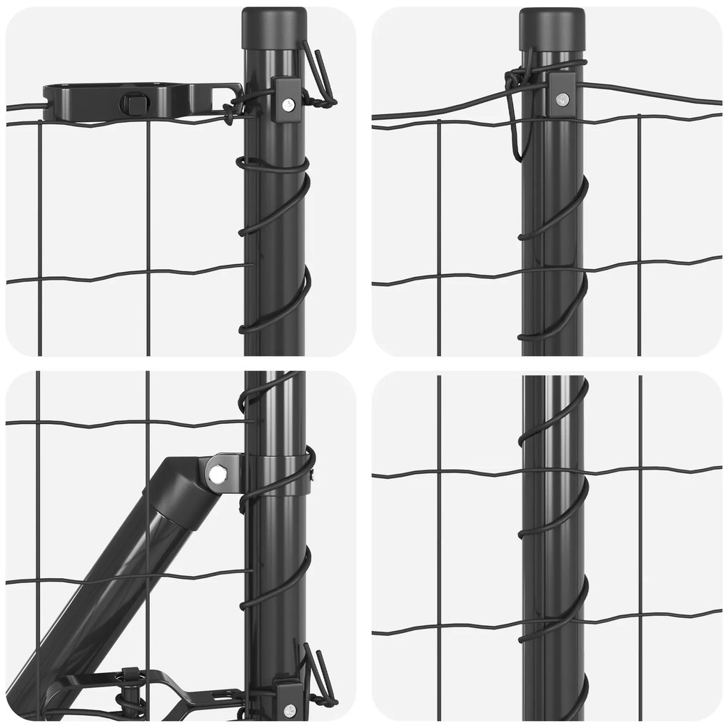 Cerca Euro com 13 Postes Flangelados 0.6x50 m Aço Galvanizado