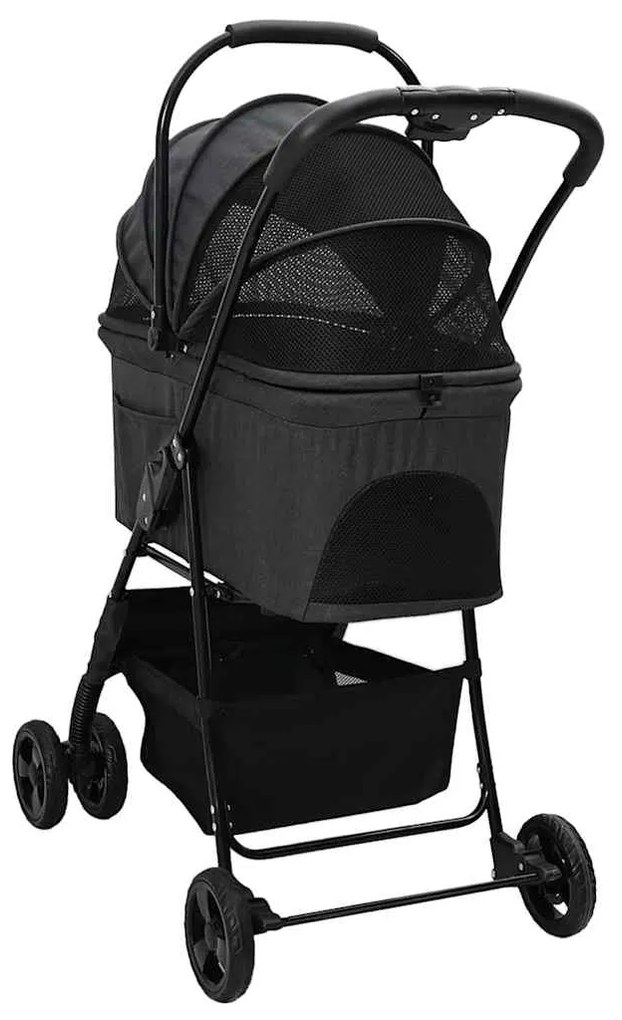 Carrinho de Pet Dobrável Preto 81 x 47 x 99 cm Tecido Oxford