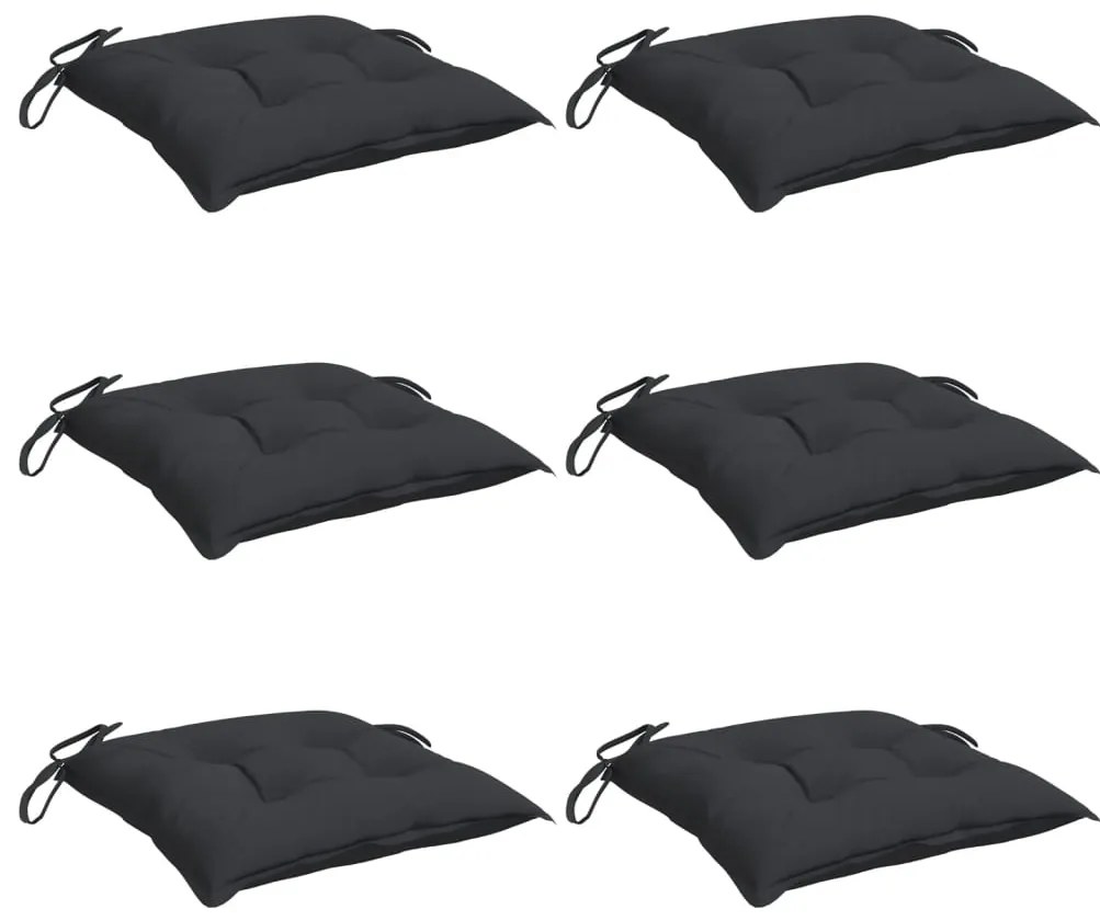 Almofadões de cadeira 6 pcs 40x40x7 cm tecido oxford preto