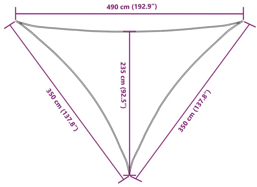 Para-sol est. vela tecido oxford triang. 3,5x3,5x4,9m cor creme