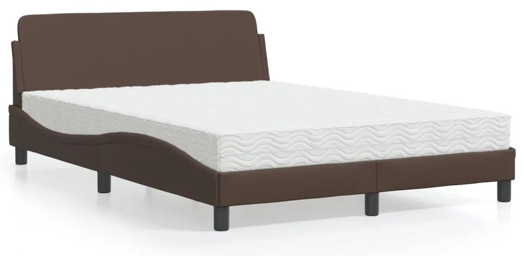 Cama com colchão 120x200 cm couro artificial castanho