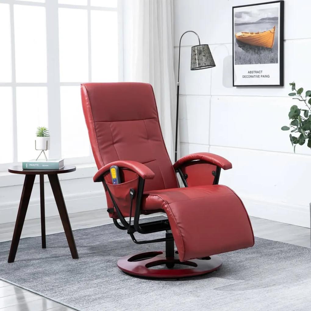 248457 vidaXL Cadeira de massagens couro artificial vermelho tinto