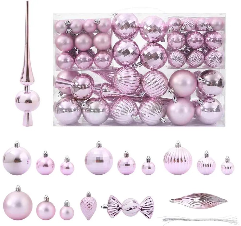 Enfeites de Natal 98 pcs Ø3/4/6 cm rosa