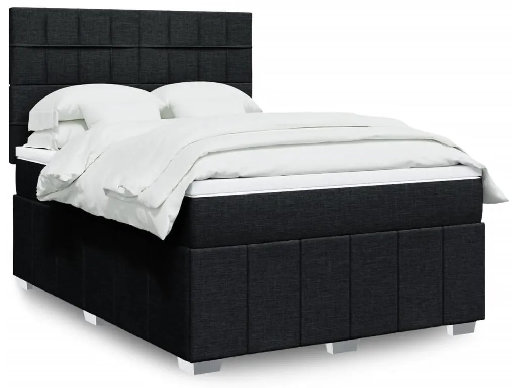 vidaXL Cama com molas/colchão 140x190 cm tecido preto