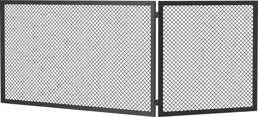 HOMCOM Protetor de faíscas para lareira dobrável de 2 painéis em metal pintado, pronto para uso, 140x1x50 cm, Preto | Aosom Portugal