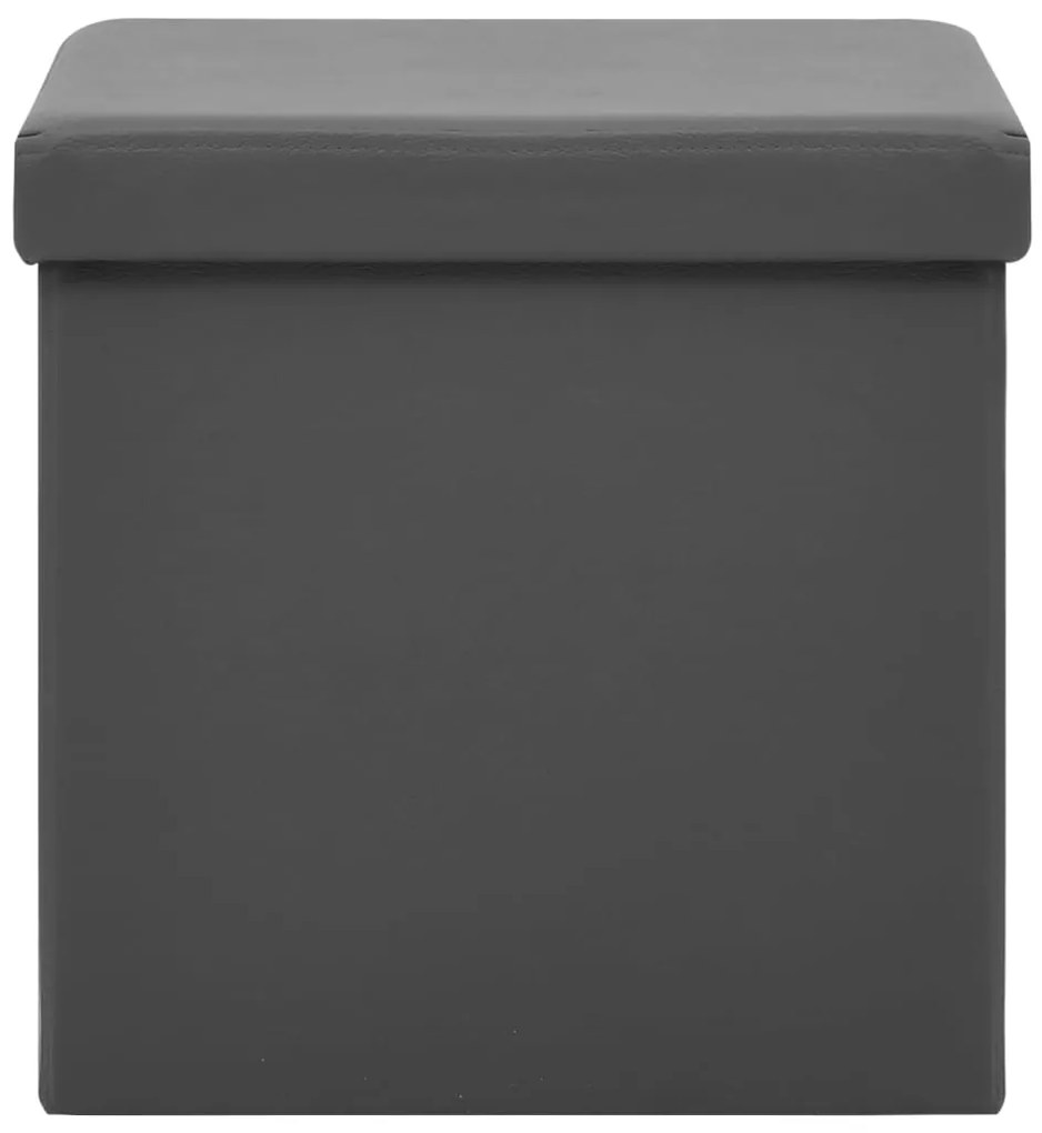 Bancos de arrumação dobráveis 2 pcs PVC cinzento