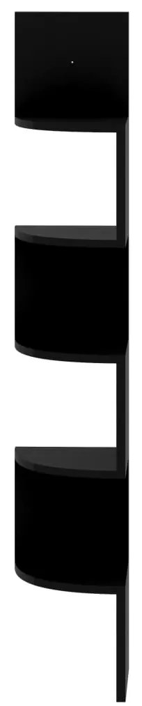 Estante de canto p/ parede derivados madeira preto brilhante