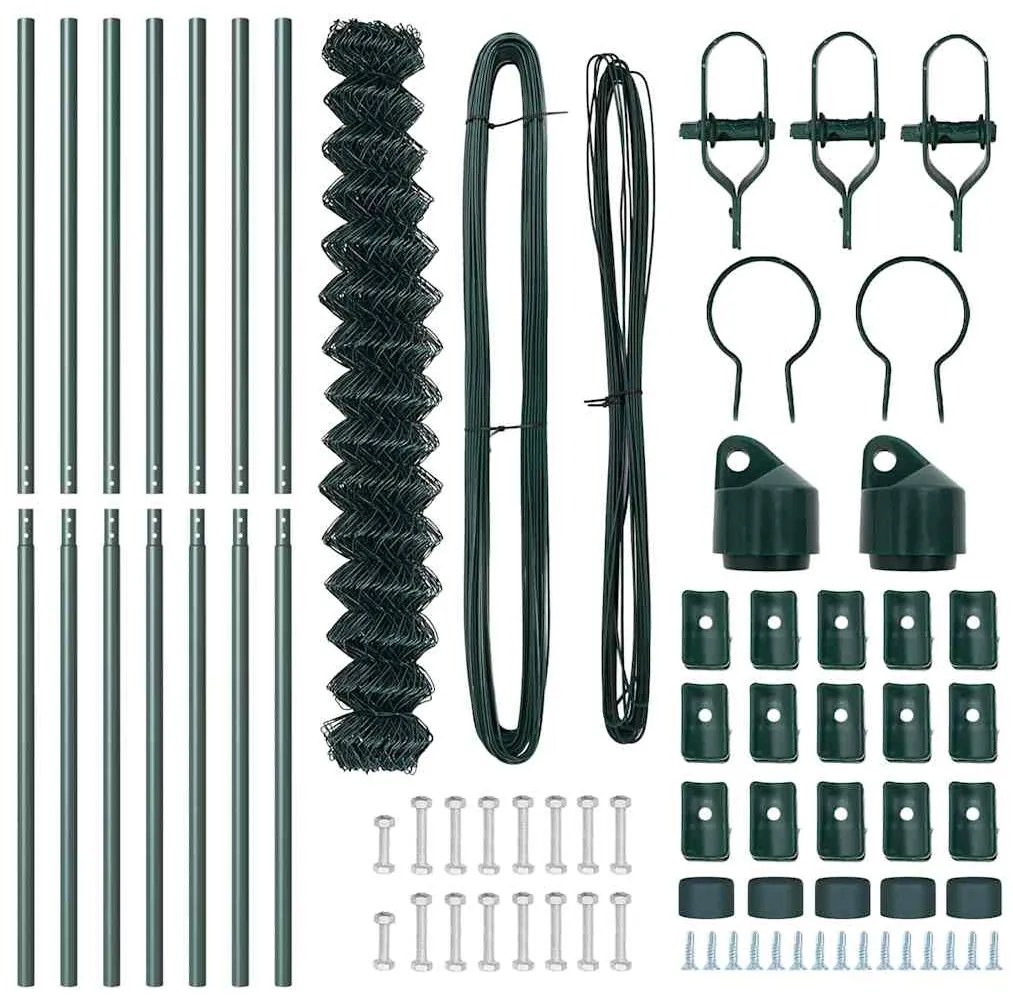 Conjunto de Postes de Cerca Verde 1.6 x 10 m Aço Galvanizado