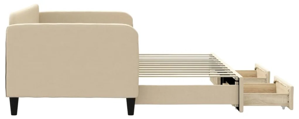Sofá-cama com gavetão e gavetas 90x200 cm tecido cor creme