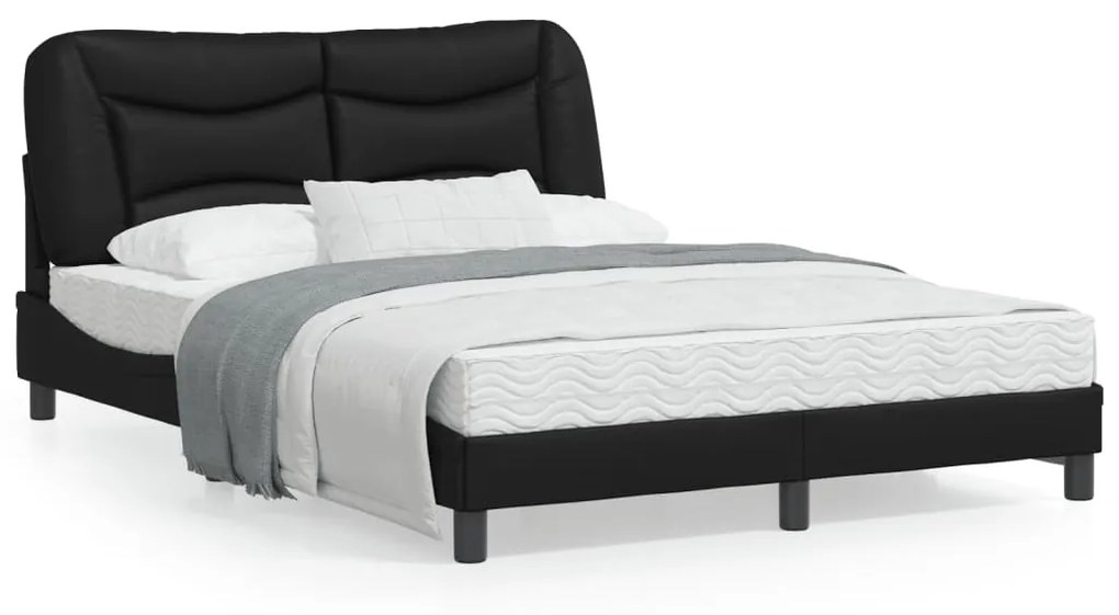 vidaXL Estrutura cama c/ cabeceira 140x190 cm couro artificial preto