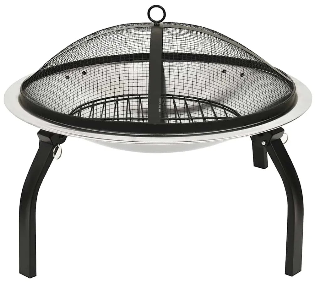Braseira e barbecue 2-em-1 com atiçador 56x56x49 cm aço inox.