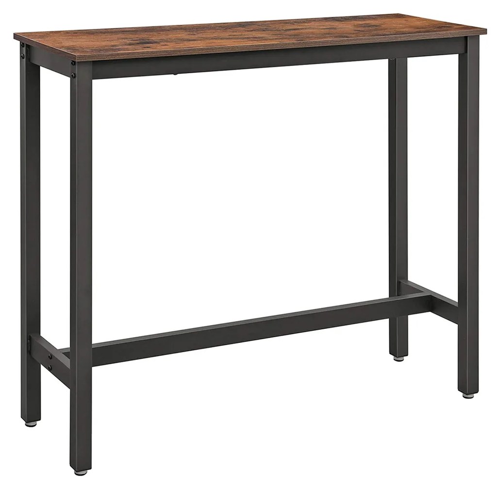 Mesa de bar VASAGLE, mesa de bar retangular estreita, mesa de cozinha, mesa alta de jantar de pub, estrutura de metal resistente, 120 x 40 x 100 cm, fácil montagem, design industrial, marrom rústico e preto LBT12X