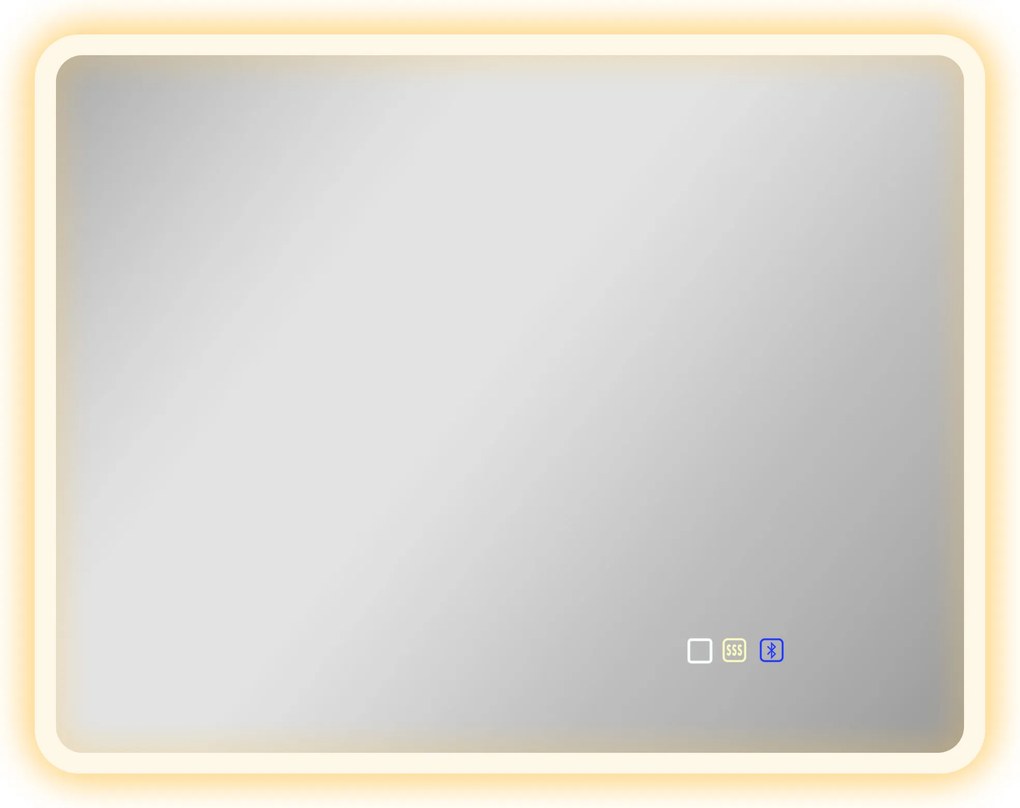 HOMCOM Espelho LED para Casa de Banho 90x70 cm com Bluetooth, 3 Tons de Luz, Antiembaciamento, Memória e IP44 | Aosom Portugal