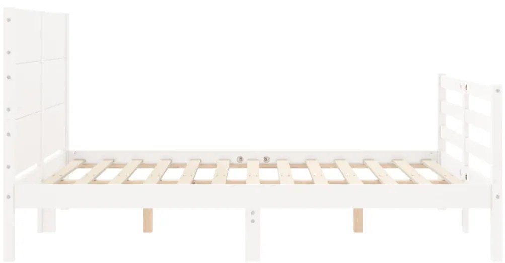Estrutura de cama com cabeceira 140x190cm madeira maciça branco