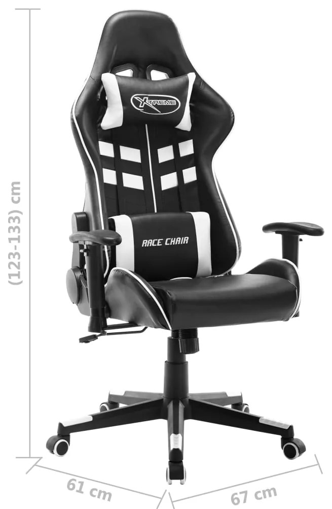 Cadeira de gaming couro artificial preto e branco