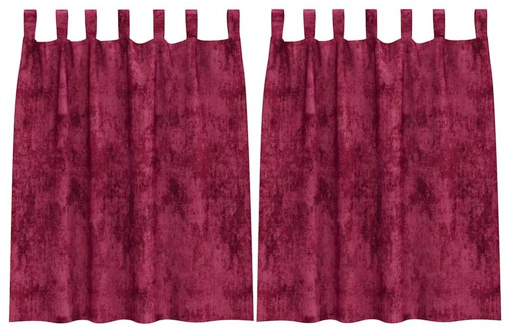 Cortinas de Veludo 2 peças com Ilhós Vermelho Vinho 140 x 140 cm