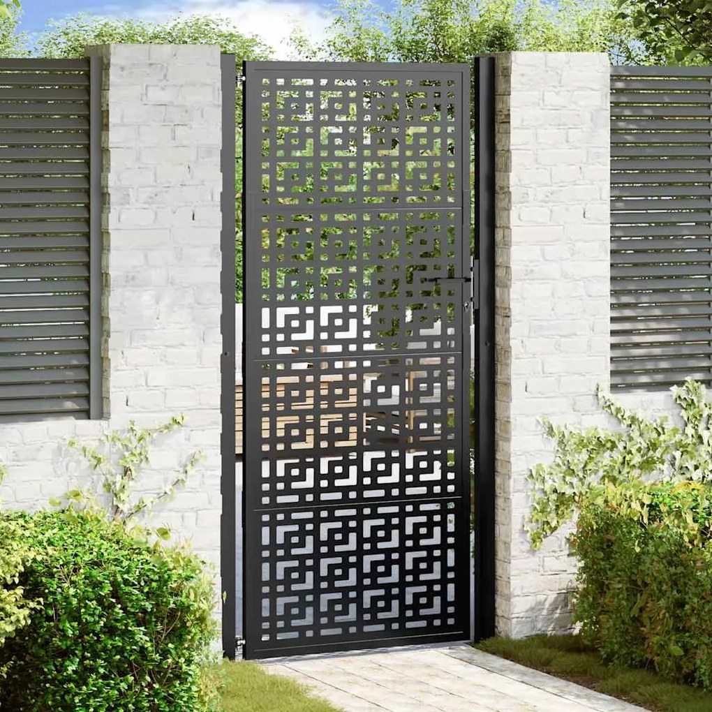 vidaXL Portão de jardim 105x205 cm preto design cruzado de aço