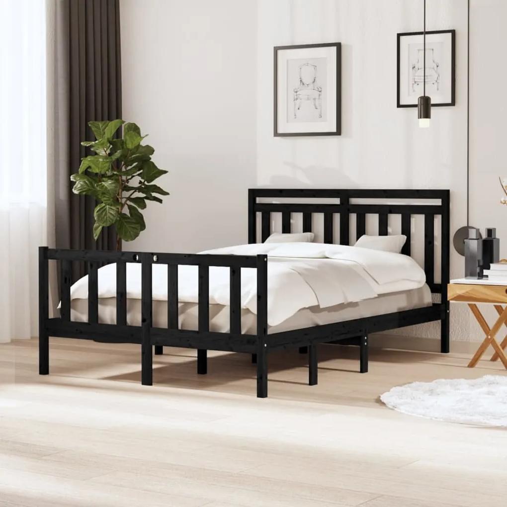 3100698 vidaXL Estrutura de cama dupla 135x190 cm madeira maciça preto