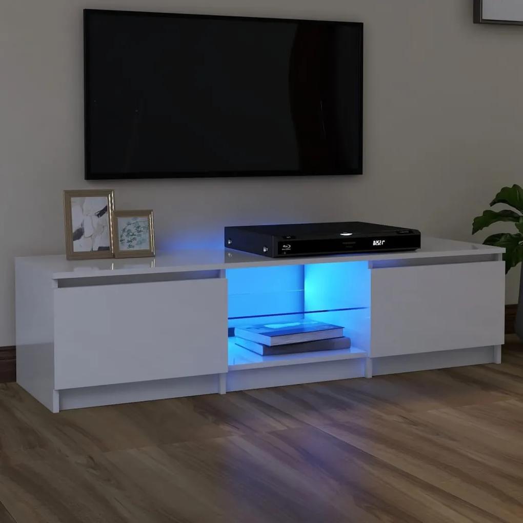 Móvel de TV Vinici com Luzes LED de 140cm - Branco Brilhante - Design