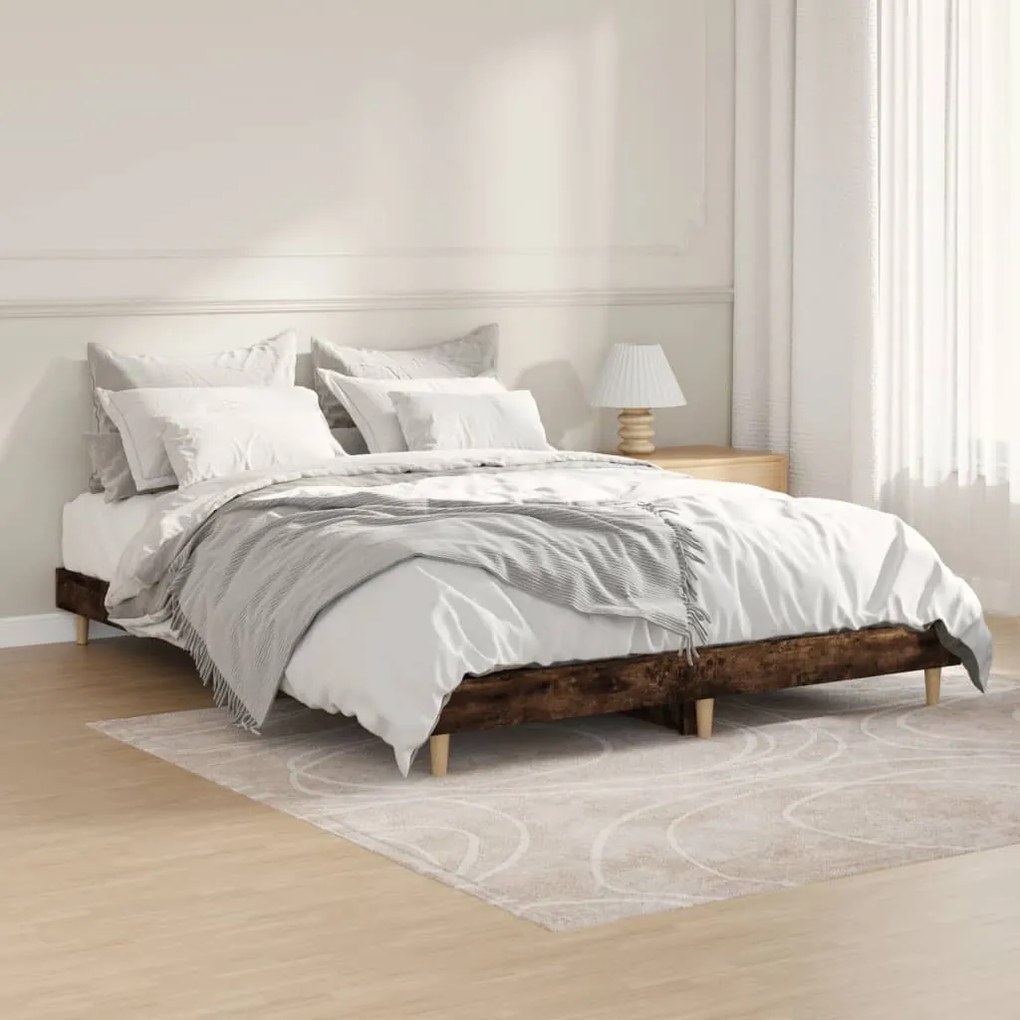 Estrutura cama s/ colchão derivados de madeira carvalho fumado