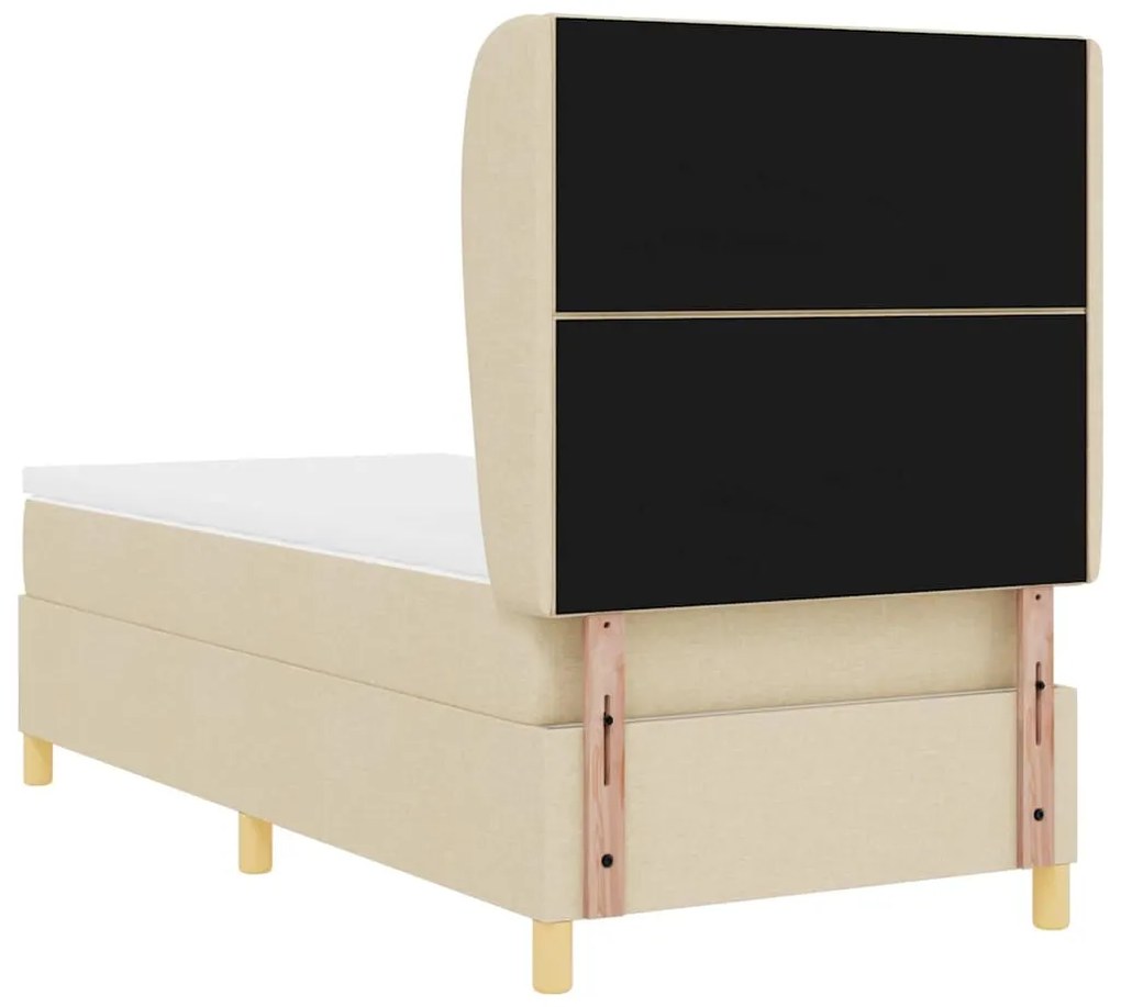 Cama Box Spring com Colchão Creme 90x200 cm Tecido