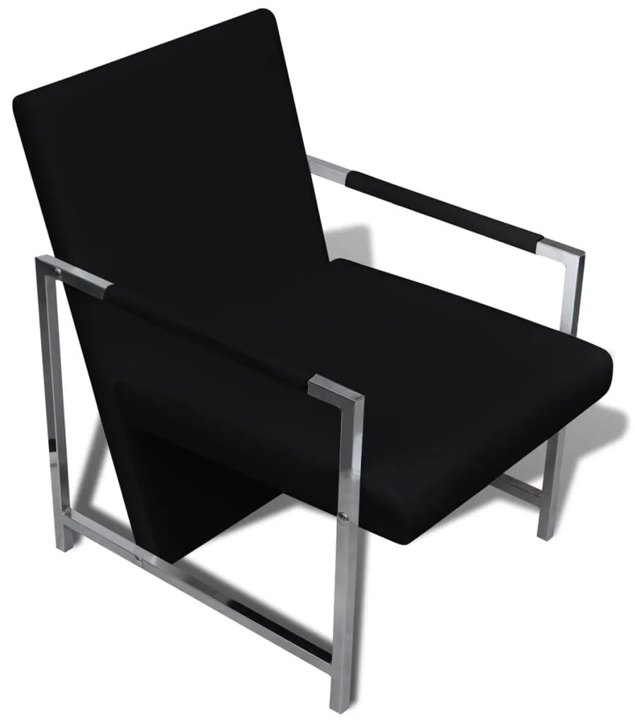 Poltronas com estrutura cromada 2 pcs couro artificial preto