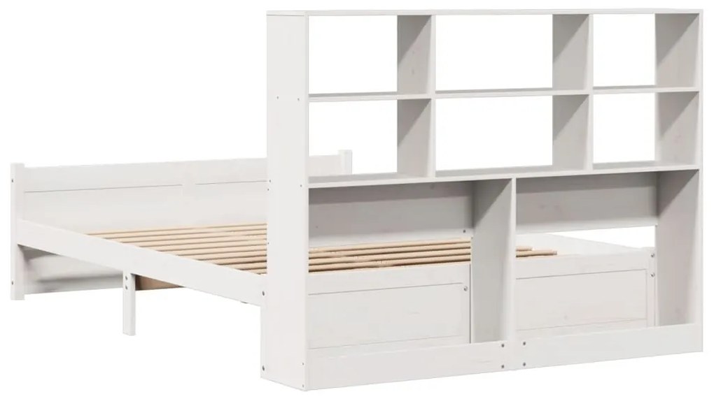Cama com estante sem colchão 140x200 cm pinho maciço branco