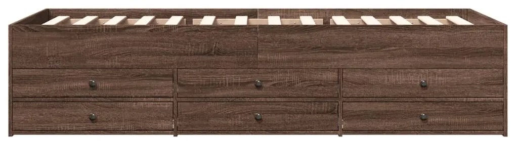 Sofá-cama com gavetas sem colchão 90x190 cm carvalho castanho