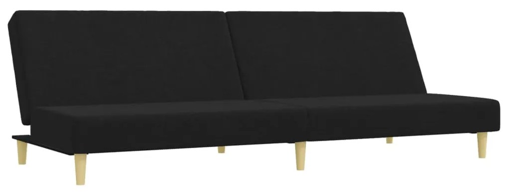Sofá-cama de 2 lugares com apoio de pés tecido preto
