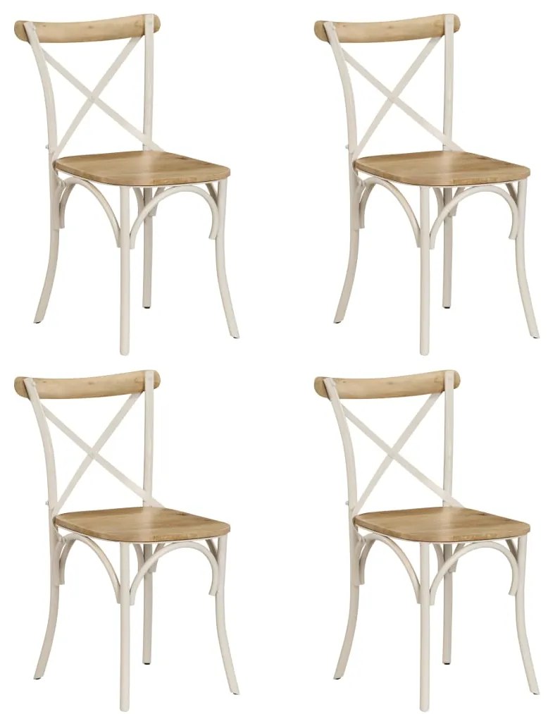 Cadeiras costas em cruz 4 pcs madeira mangueira maciça branco