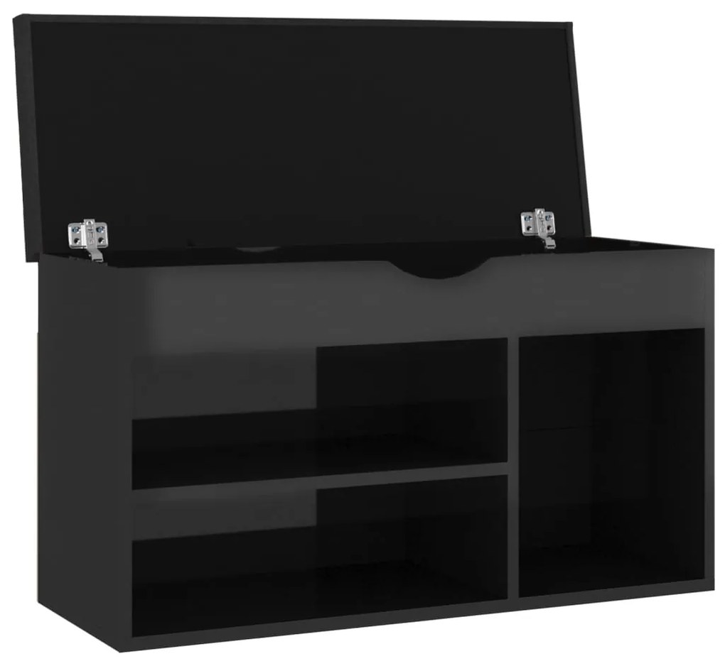 Banco sapateira + almofadão contr. 80x30x47 cm preto brilhante